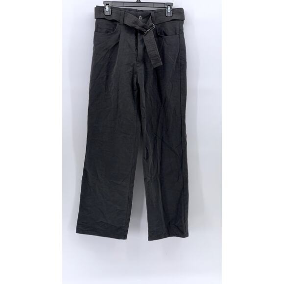 ZARA Men's Charcoal Gray Pleated Straight-Leg Regular-Fit Belted Pants SZ 29 - Picture 1 of 10